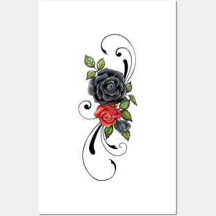 Black and Red Rose Posters and Art